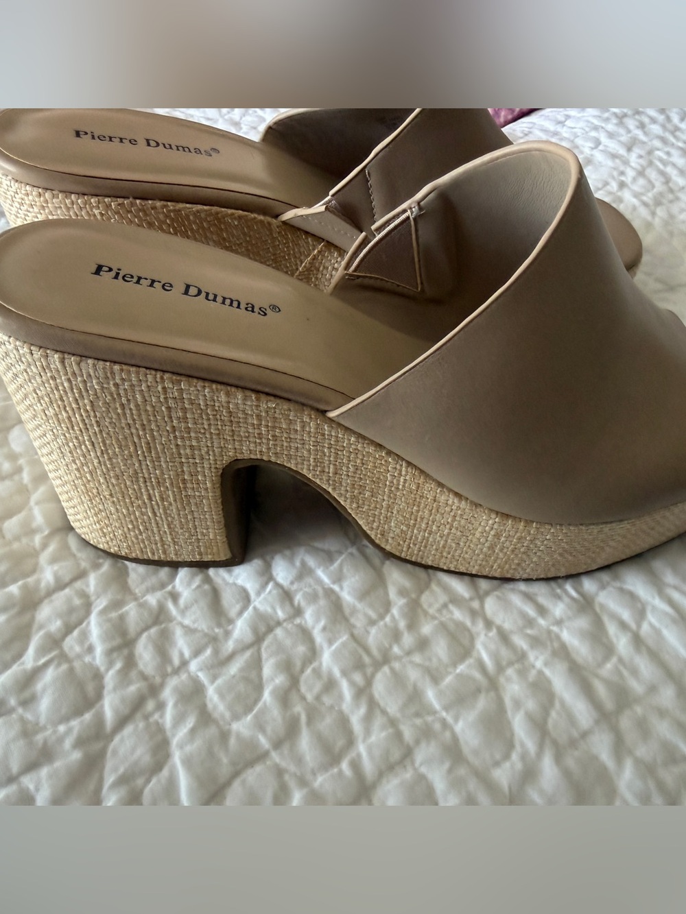 Pierre Dumas Beige Platform Mule Heels